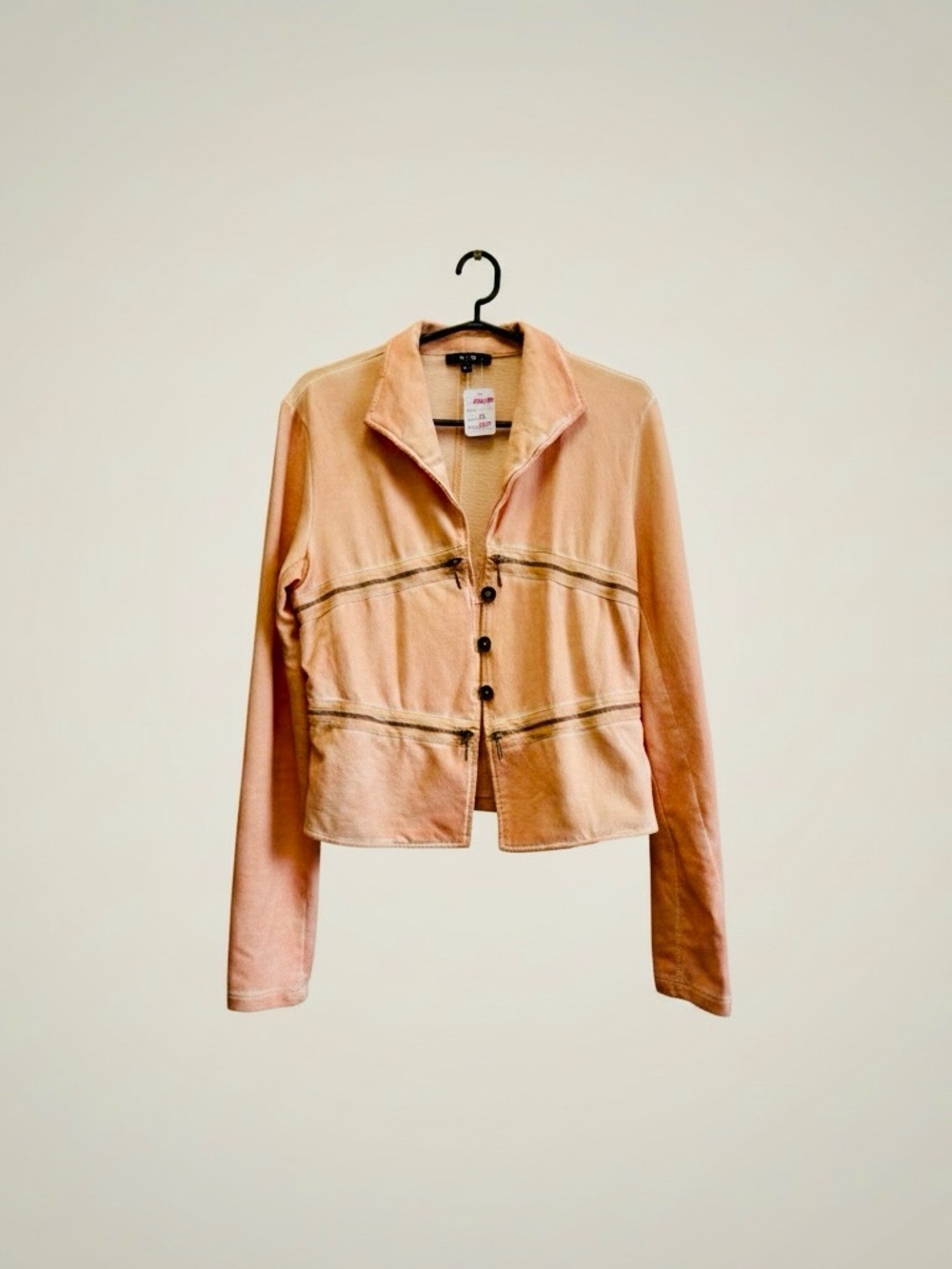 Peach Button-Front Blazer Jacket